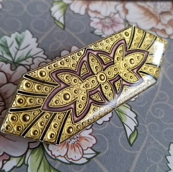 Relisted -Vintage Art Deco style enamel brooch pin yellow - Picture 2 of 6